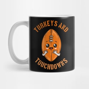 Turkeys Touchdowns Thanksgiving Kawaii Football Mug